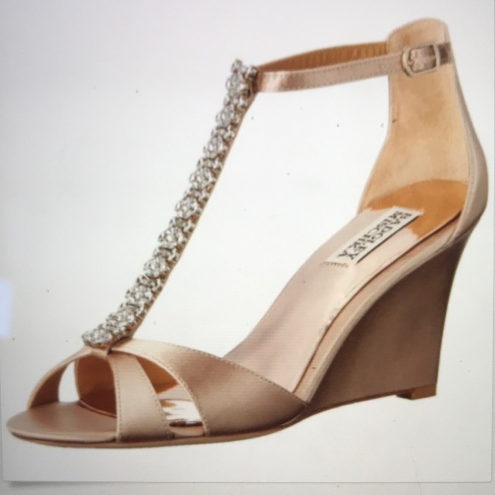 Badgley Mischka Romance Bridal Ivory Wedge, Sz 6.5